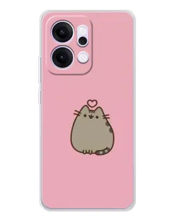 Чехол для OPPO Reno14 с картинкой «Pusheen сердце»