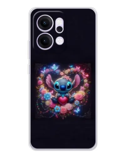 Чехол для OPPO Reno14 с картинкой «Stitch в цветах»