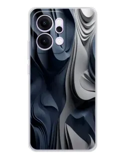 Чехол для OPPO Reno14 с картинкой «Объемные синие складки»