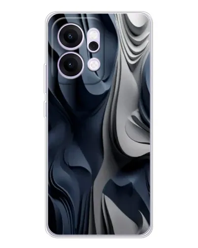 Чехол для OPPO Reno14 с картинкой «Объемные синие складки»