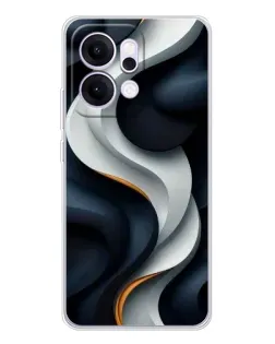 Чехол для OPPO Reno14 с картинкой «Объемные черно-белые ленты»