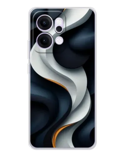 Чехол для OPPO Reno14 с картинкой «Объемные черно-белые ленты»