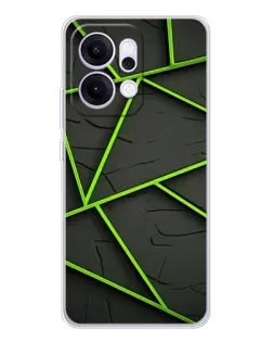 Чехол для OPPO Reno14 с картинкой «Зеленые геометрические линии»