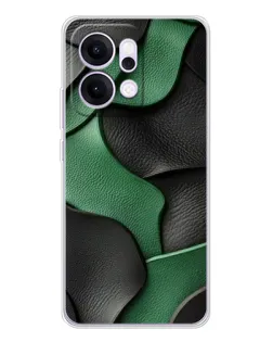 Чехол для OPPO Reno14 с картинкой «Зеленые кожаные волны»