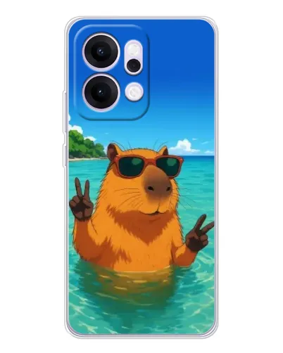 Чехол для OPPO Reno14 с картинкой «Морская капибара»