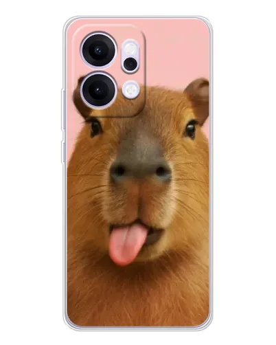 Чехол для OPPO Reno14 с картинкой «Капибара с языком»