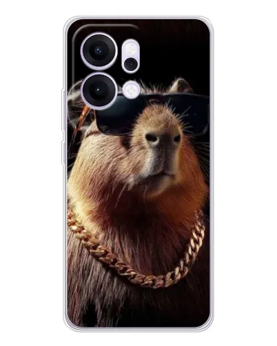 Чехол для OPPO Reno14 с картинкой «Капибара золотая цепь»