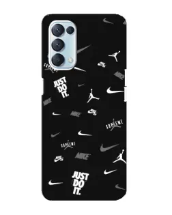 Чехол для OPPO Reno5 4G с картинкой «Nike Black Pattern»