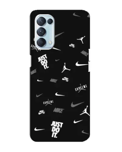 Чехол для OPPO Reno5 4G с картинкой «Nike Black Pattern»