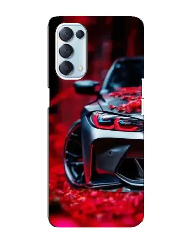 Чехол для OPPO Reno5 4G с картинкой «Спортивная BMW и цветы»