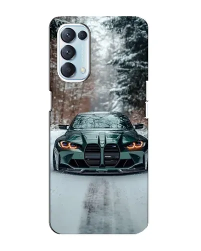 Чехол для OPPO Reno5 4G с картинкой «BMW в зимнем лесу»