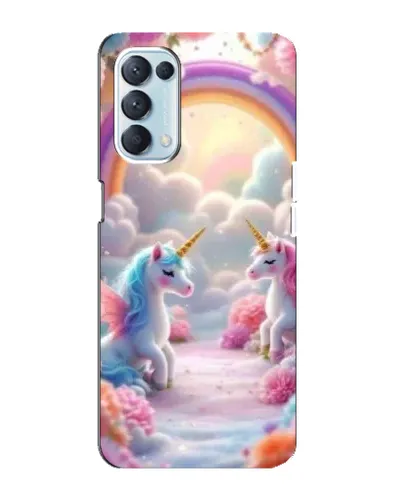 Чехол для OPPO Reno5 4G с картинкой «Радуга и единороги»