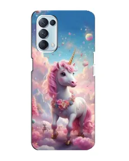 Чехол для OPPO Reno5 4G с картинкой «Единорог среди облаков»
