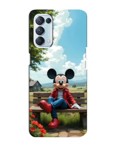 Чехол для OPPO Reno5 4G с картинкой «Микки на скамейке»
