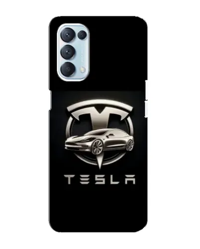 Чехол для OPPO Reno5 4G с картинкой «Tesla — серебристое авто»