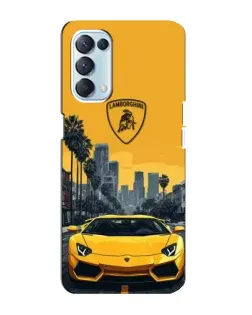Чохол для OPPO Reno5 4G з картинкою «Жовтий Lamborghini місто»
