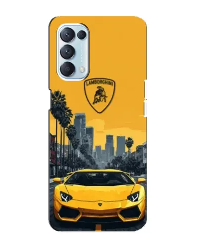 Чохол для OPPO Reno5 4G з картинкою «Жовтий Lamborghini місто»