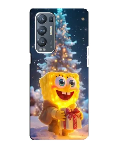 Чехол для OPPO Reno5 Pro Plus (5G) с картинкой «Рождественский Спанч Боб»