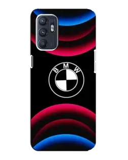 Чехол для OPPO Reno6 4G с картинкой «Логотип BMW и неоновые дуги»