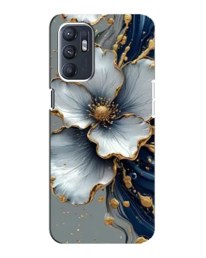 Чехол для OPPO Reno6 4G с картинкой «Белый цветок и золотой флюид» Чехол для OPPO Reno6 4G с картинкой «Белый цветок и золотой флюид»