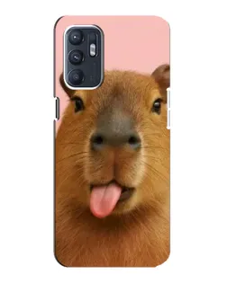 Чехол для OPPO Reno6 4G с картинкой «Капибара с языком»