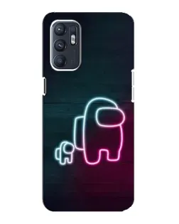 Чехол для OPPO Reno6 5G с картинкой «Among Us неон-арт»