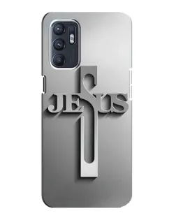 Чохол для OPPO Reno6 5G з картинкою «Металевий хрест Jesus»