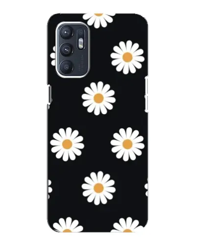 Чехол для OPPO Reno6 5G с картинкой «Ромашки на черном»