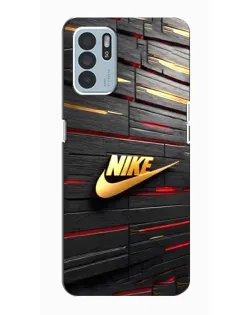 Чехол для OPPO Reno6 Z с картинкой «Золотой Nike на металле»