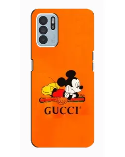 Чехол для OPPO Reno6 Z с картинкой «Микки Маус Gucci — оранж»