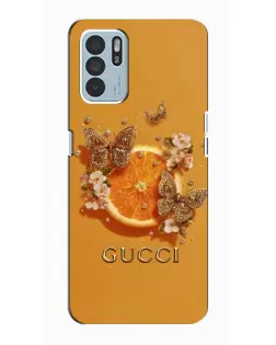 Чехол для OPPO Reno6 Z с картинкой «Gucci — золотые бабочки»