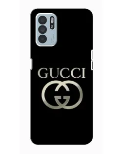 Чехол для OPPO Reno6 Z с картинкой «Gucci — золото на черном»