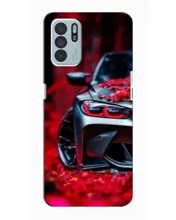 Чехол для OPPO Reno6 Z с картинкой «Спортивная BMW и цветы»