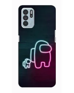 Чехол для OPPO Reno6 Z с картинкой «Among Us неон-арт»