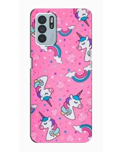 Чехол для OPPO Reno6 Z с картинкой «Unicorn паттерн розовый»