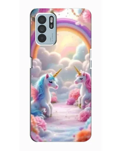 Чехол для OPPO Reno6 Z с картинкой «Радуга и единороги»