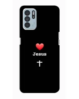 Чехол для OPPO Reno6 Z с картинкой «Сердце - Jesus» Чехол для OPPO Reno6 Z с картинкой «Сердце - Jesus»