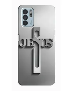 Чохол для OPPO Reno6 Z з картинкою «Металевий хрест Jesus»