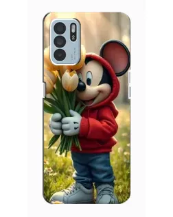 Чехол для OPPO Reno6 Z с картинкой «Микки с тюльпанами»