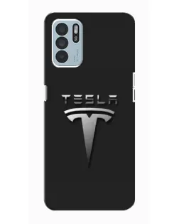 Чехол для OPPO Reno6 Z с картинкой «Стальной логотип Tesla»
