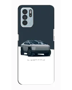 Чехол для OPPO Reno6 Z с картинкой «Серебристый Cybertruck Tesla»