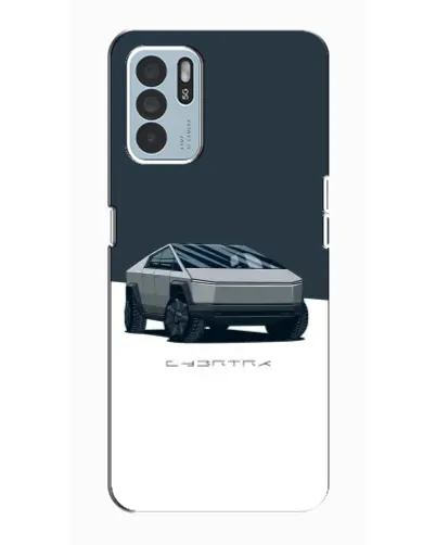 Чехол для OPPO Reno6 Z с картинкой «Серебристый Cybertruck Tesla»
