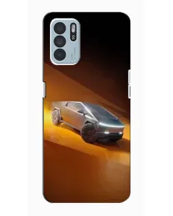 Чехол для OPPO Reno6 Z с картинкой «Cybertruck в пустыне»