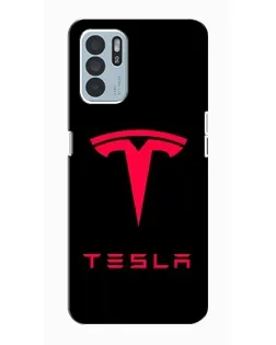 Чехол для OPPO Reno6 Z с картинкой «Tesla Red Logo»