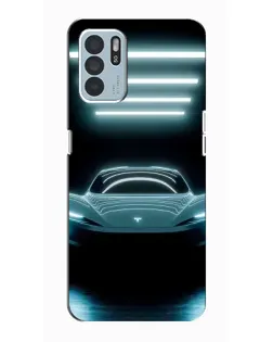 Чехол для OPPO Reno6 Z с картинкой «Tesla в неоне»