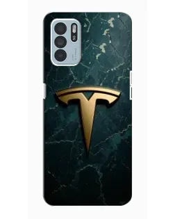 Чехол для OPPO Reno6 Z с картинкой «Мраморная Tesla Gold»