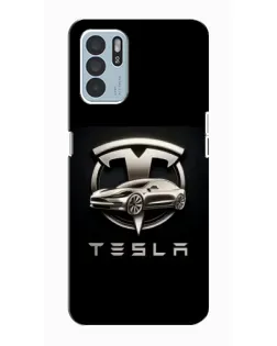 Чехол для OPPO Reno6 Z с картинкой «Tesla — серебристое авто»
