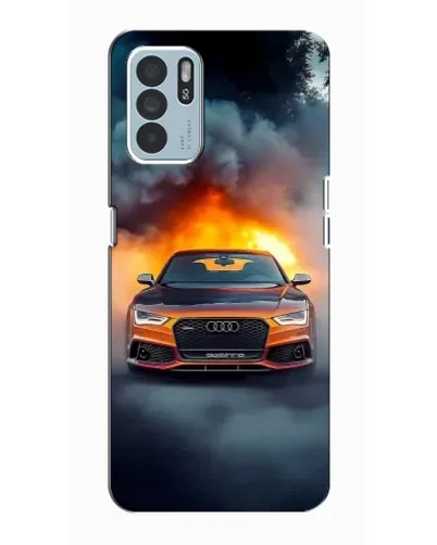 Чехол для OPPO Reno6 Z с картинкой «Audi в огненном дыму»