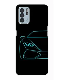 Чехол для OPPO Reno6 Z с картинкой «Голубой силуэт Lamborghini»