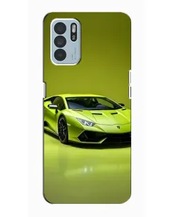 Чехол для OPPO Reno6 Z с картинкой «Салатовый Lamborghini Huracan»